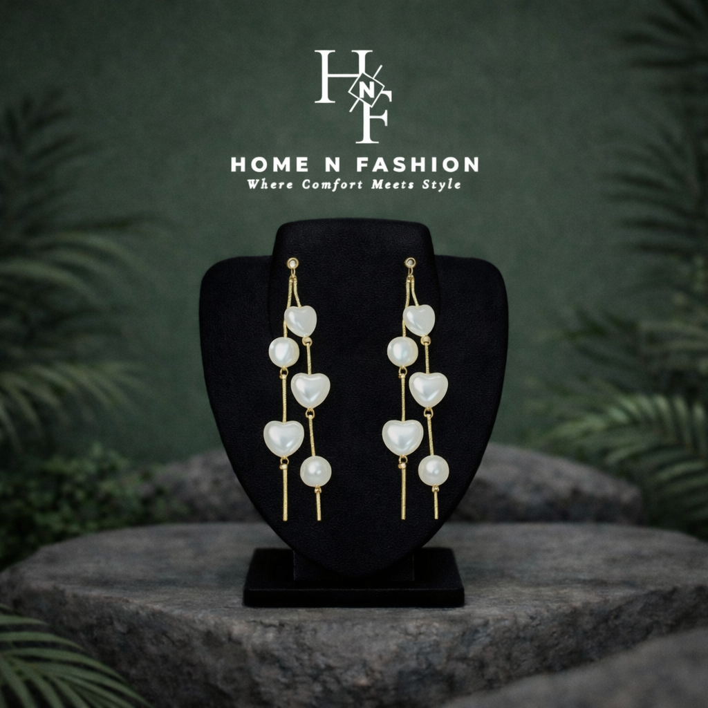 long tassel pearl heart drop earrings long tassel pearl heart drop earrings