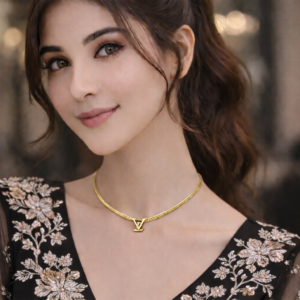 luxury gold initial pendant snake chain necklace