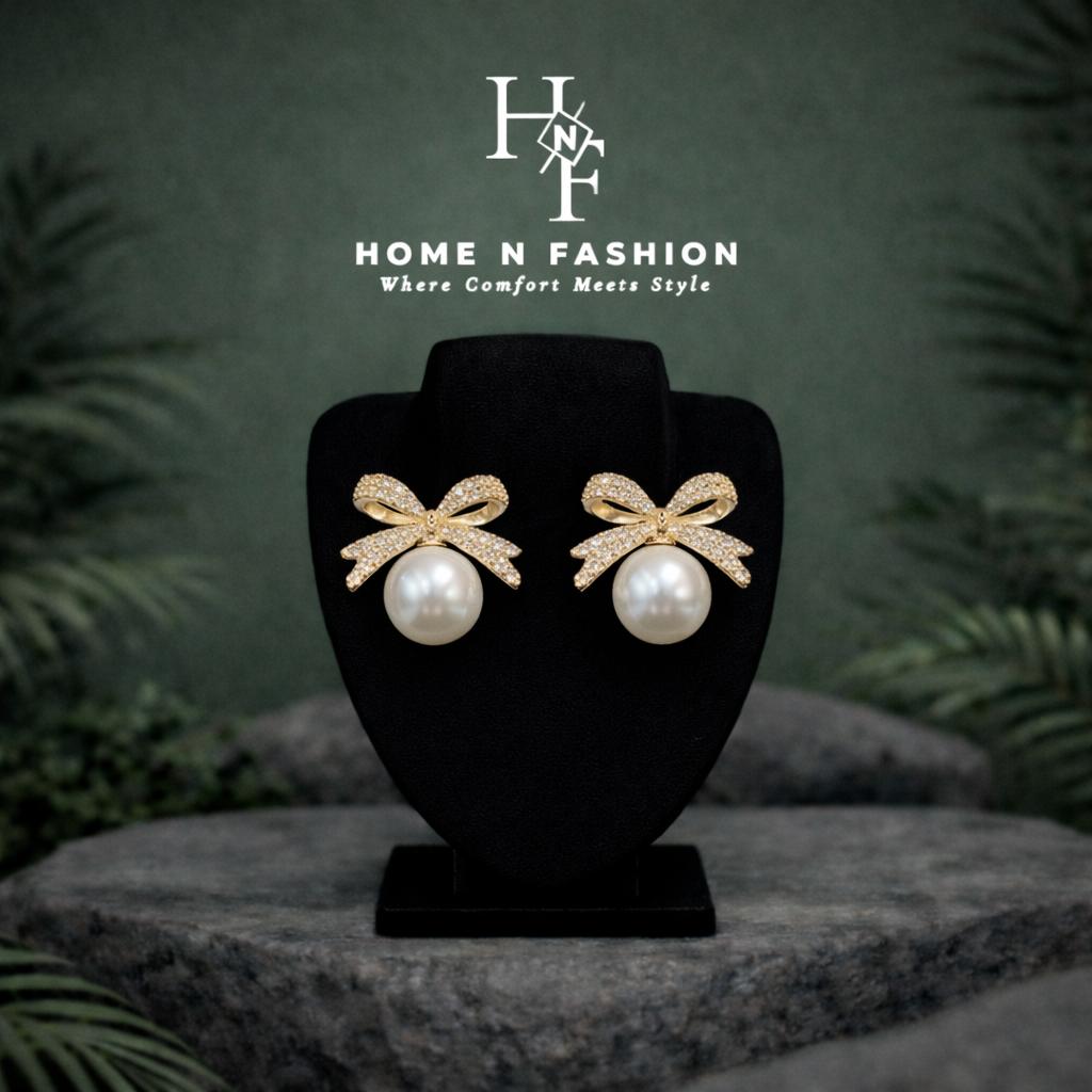 fashion bow rhinestone pearl stud earrings for women fashion bow rhinestone pearl stud earrings for women