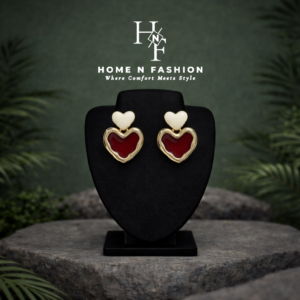retro wine red heart stud earrings