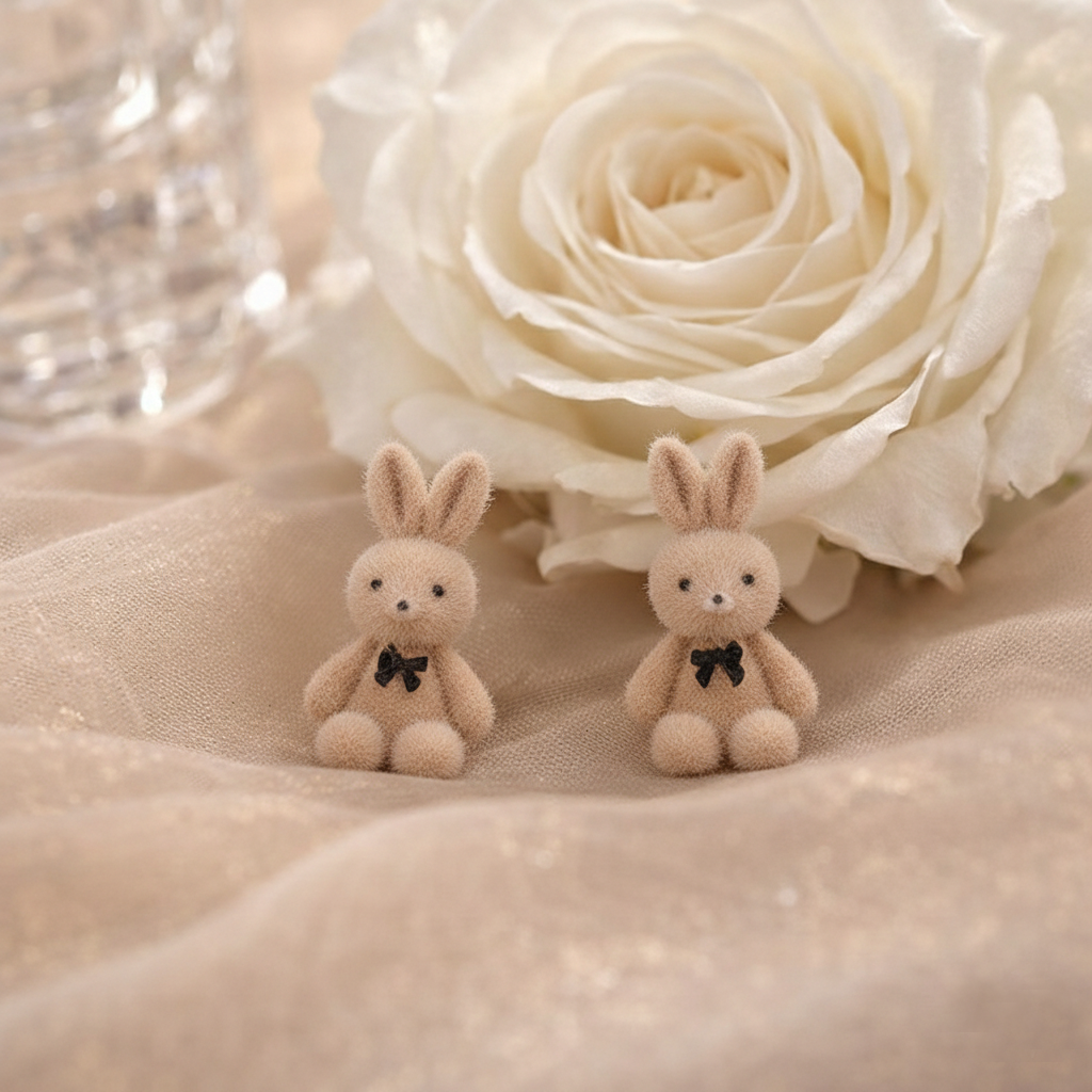 maillard plush bunny stud earrings maillard plush bunny stud earrings