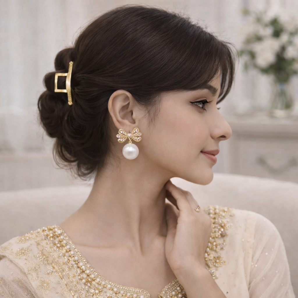 luxury bow pearl stud earrings luxury bow pearl stud earrings