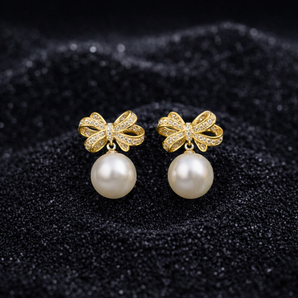 luxury bow pearl stud earrings luxury bow pearl stud earrings