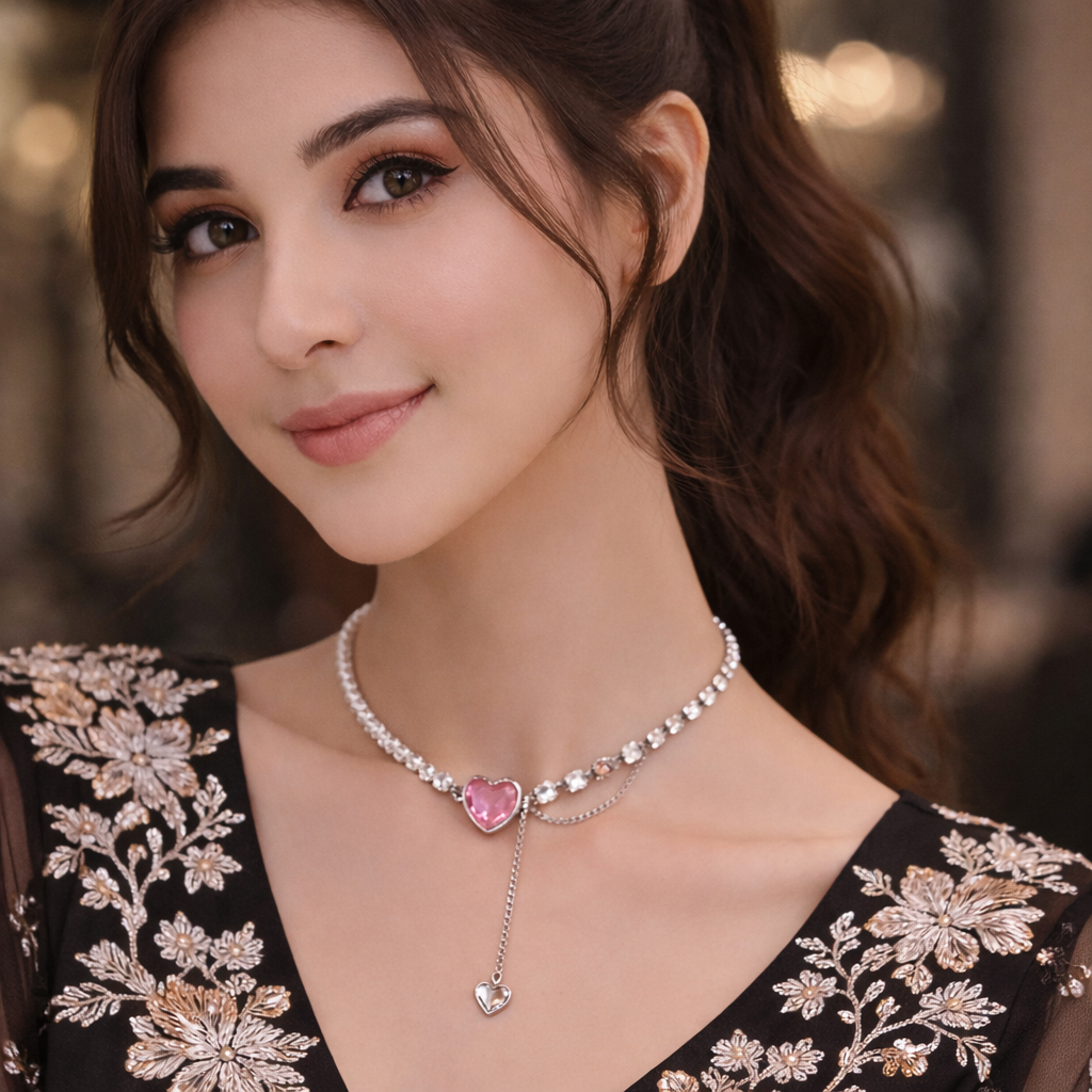 pink zircon heart pendant gold plated necklace (copy) pink zircon heart pendant gold plated necklace (copy)
