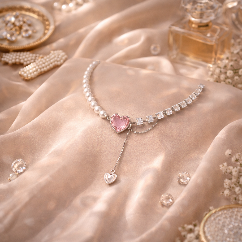 pink zircon heart pendant gold plated necklace (copy) pink zircon heart pendant gold plated necklace (copy)