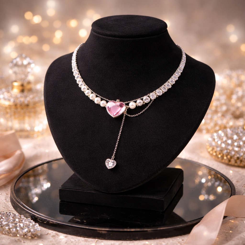 pink zircon heart pendant gold plated necklace (copy) pink zircon heart pendant gold plated necklace (copy)