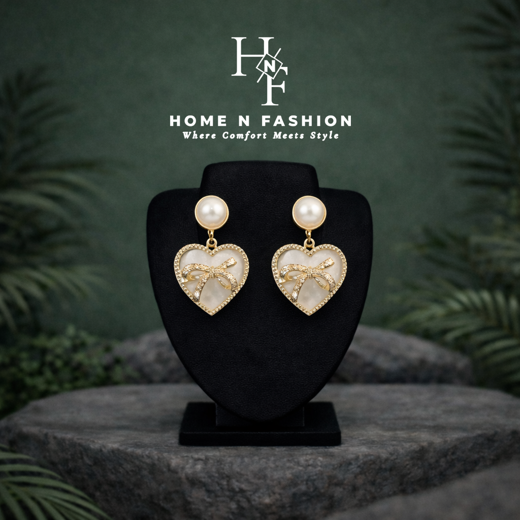 korean white heart bow stud earrings korean white heart bow stud earrings