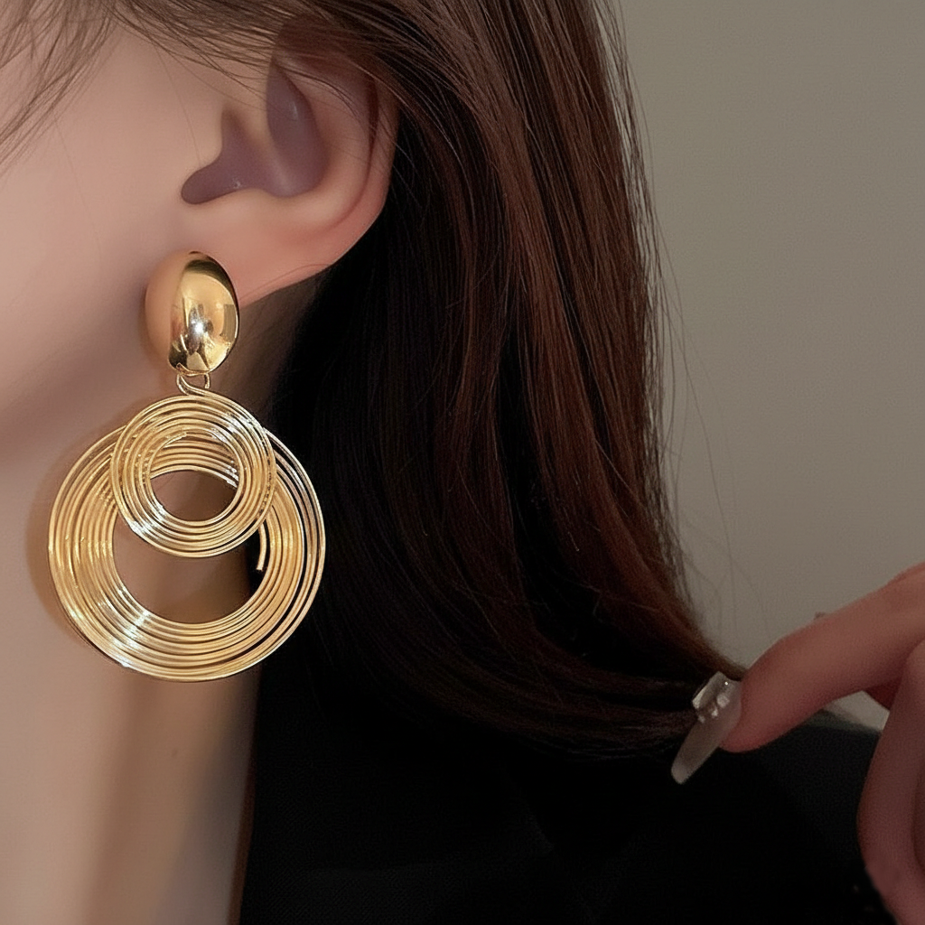 exaggerated multi layer circle hoop dangle earrings exaggerated multi layer circle hoop dangle earrings