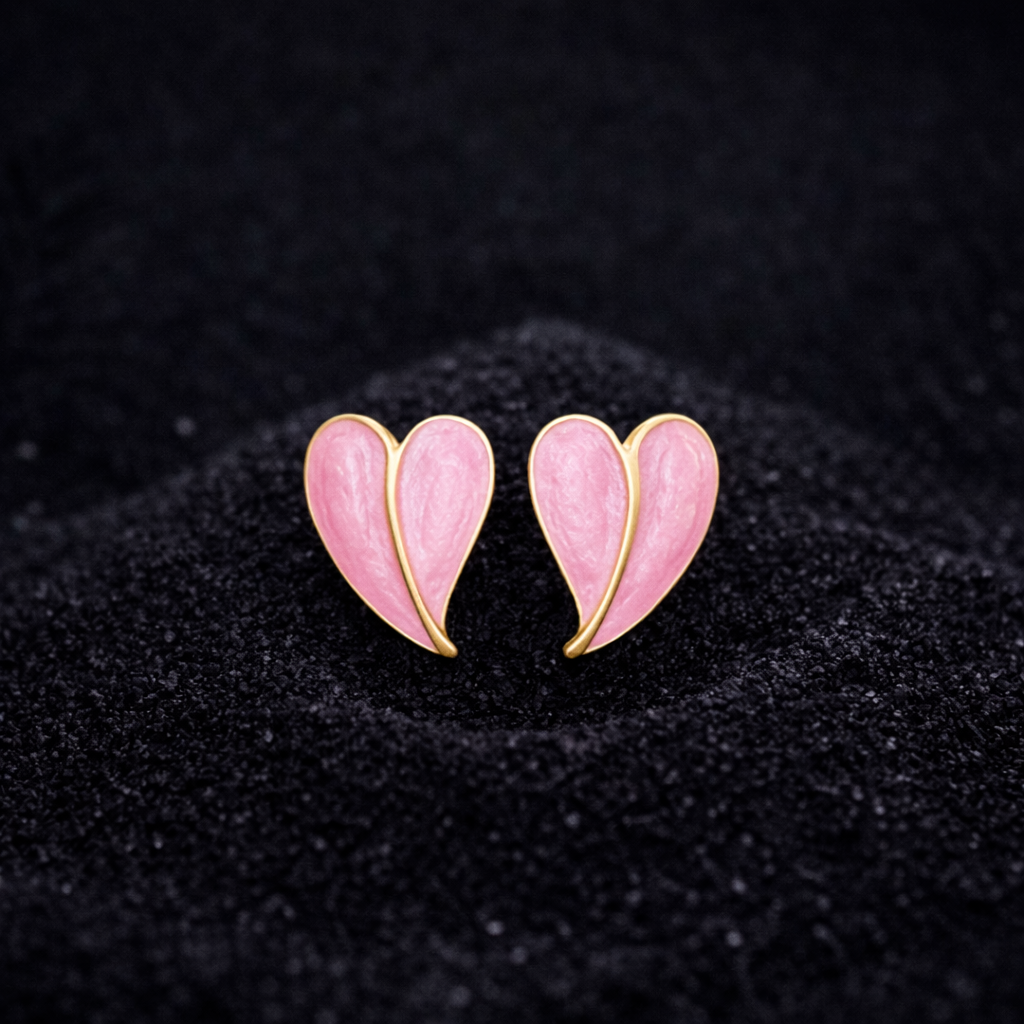 vintage heart shaped enamel stud earrings vintage heart shaped enamel stud earrings