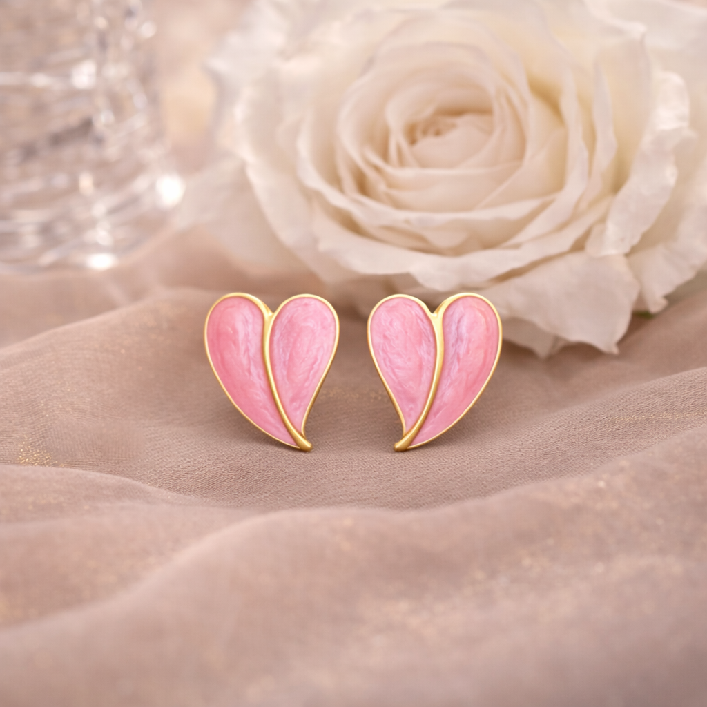 vintage heart shaped enamel stud earrings vintage heart shaped enamel stud earrings