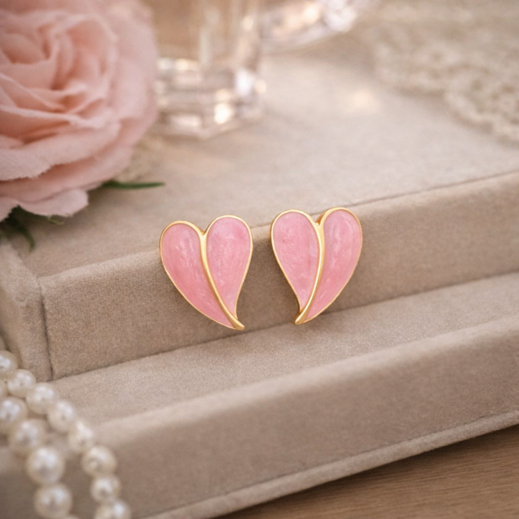 vintage heart shaped enamel stud earrings vintage heart shaped enamel stud earrings