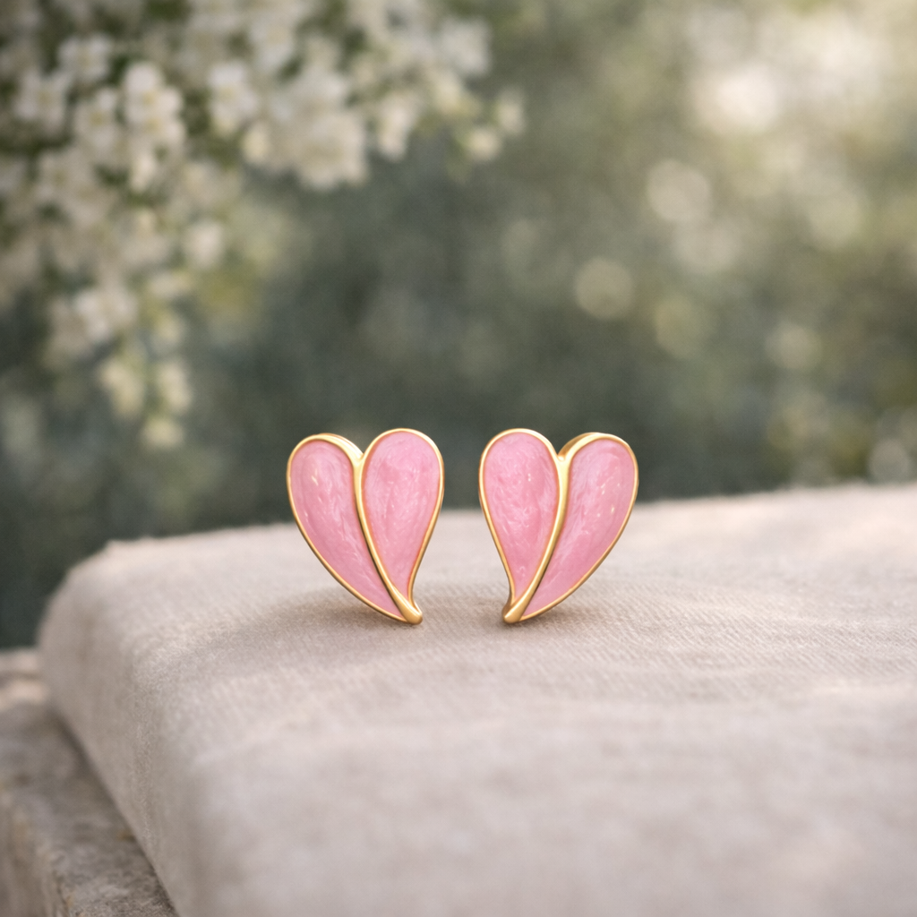 vintage heart shaped enamel stud earrings vintage heart shaped enamel stud earrings