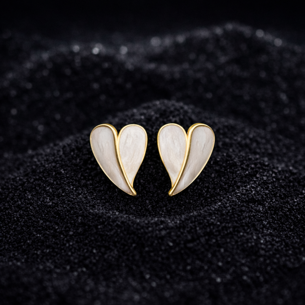 vintage heart shaped enamel stud earrings vintage heart shaped enamel stud earrings