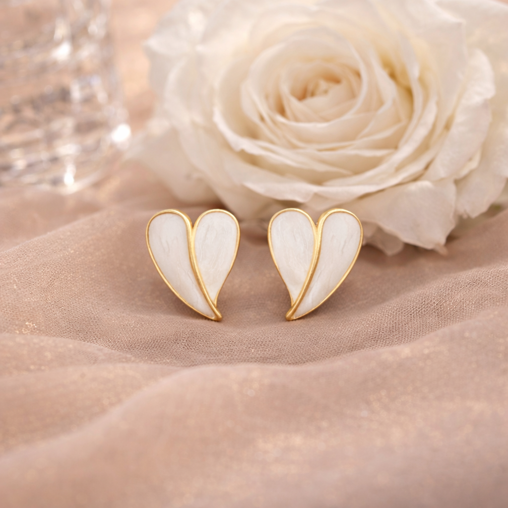 vintage heart shaped enamel stud earrings vintage heart shaped enamel stud earrings