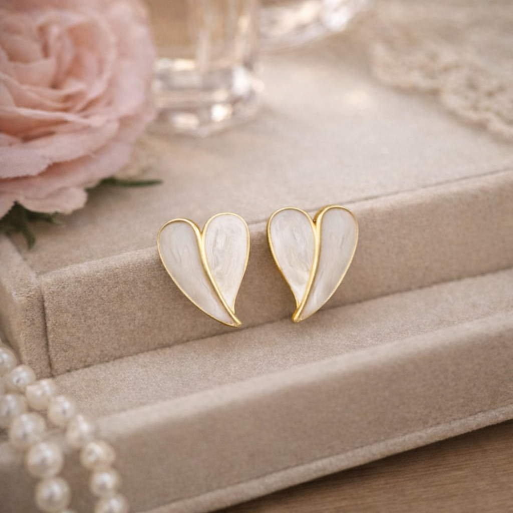 vintage heart shaped enamel stud earrings vintage heart shaped enamel stud earrings