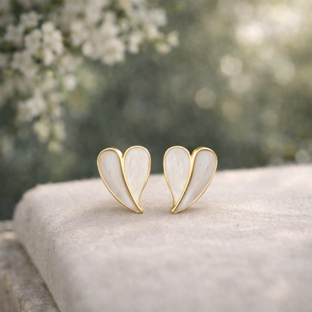 vintage heart shaped enamel stud earrings vintage heart shaped enamel stud earrings