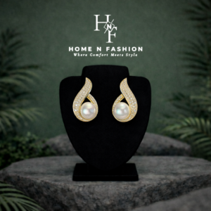 maple leaf pearl diamond water drop stud earrings