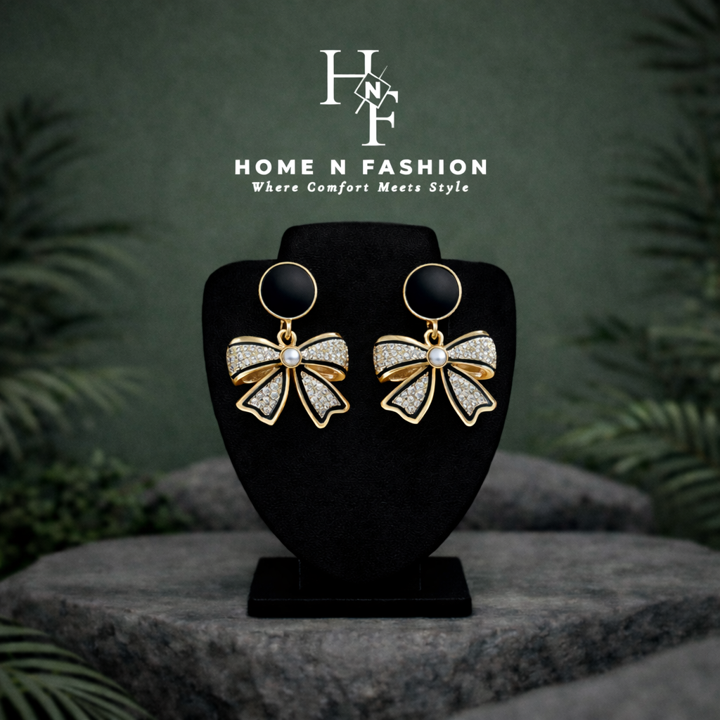 korean black bow pearl stud earrings korean black bow pearl stud earrings