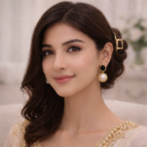 antique gold big pearl drop earrings