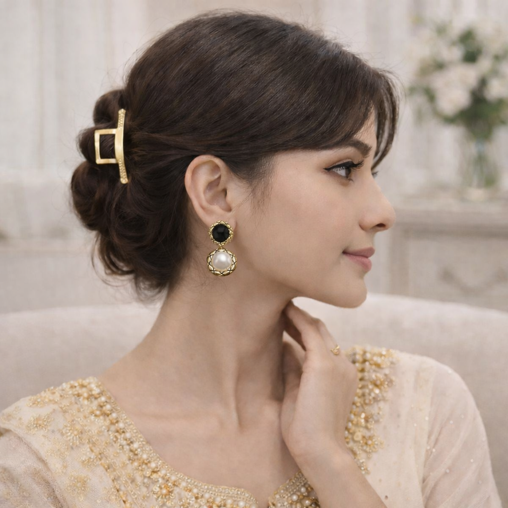 antique gold big pearl drop earrings antique gold big pearl drop earrings