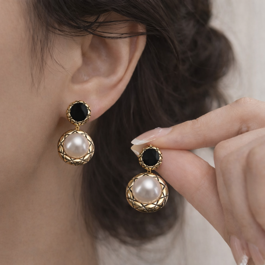 antique gold big pearl drop earrings antique gold big pearl drop earrings