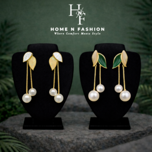 long pearl leaf tassel earrings french style