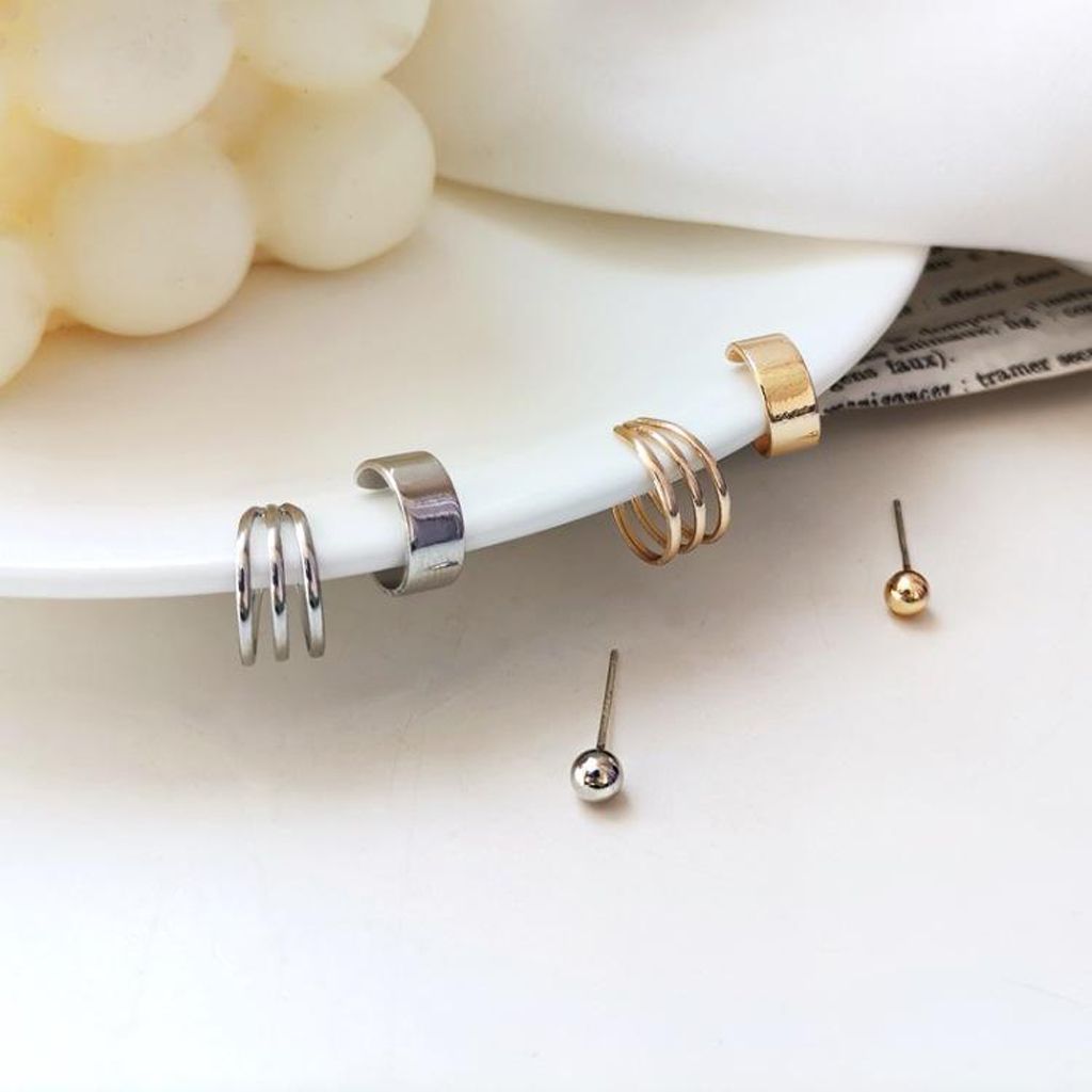 retro plain circle multi ring ear clip earrings retro plain circle multi ring ear clip earrings