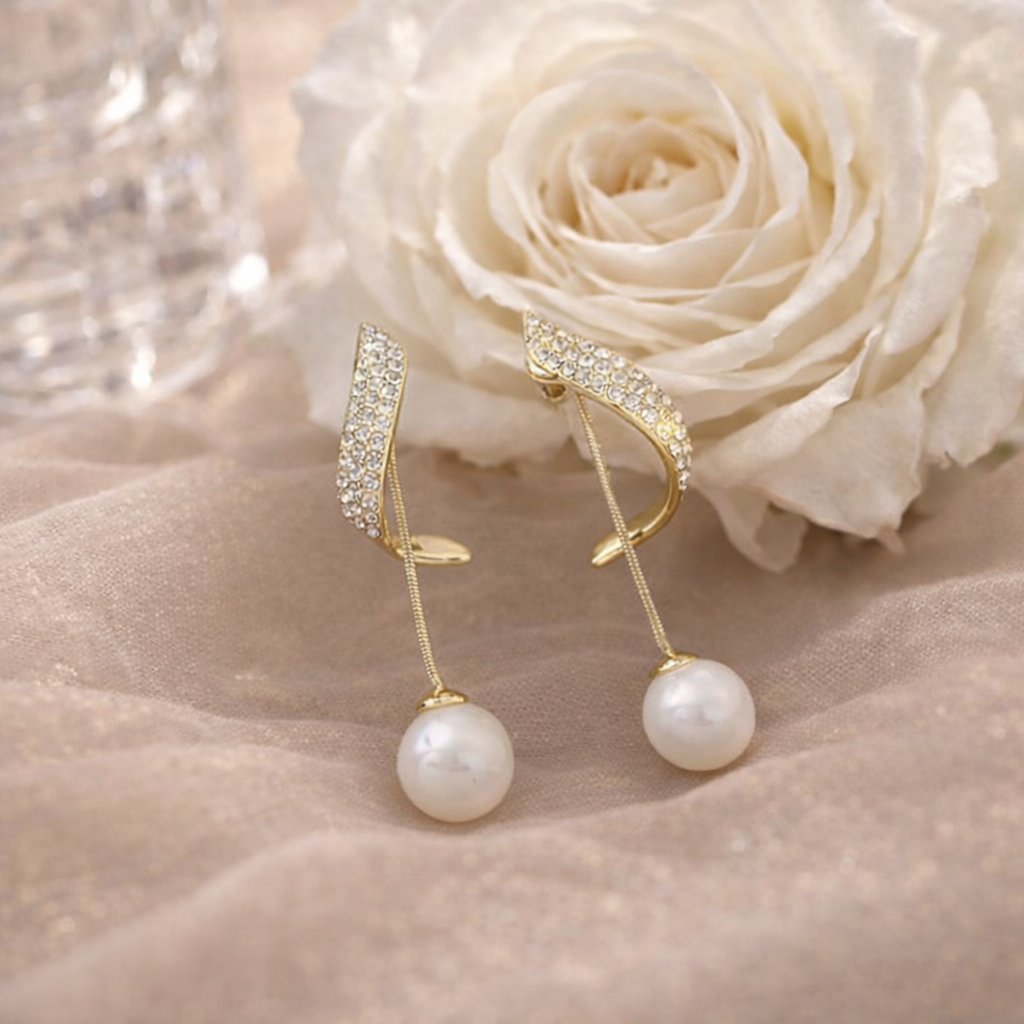 geometric rhinestone pearl long tassel drop earrings geometric rhinestone pearl long tassel drop earrings