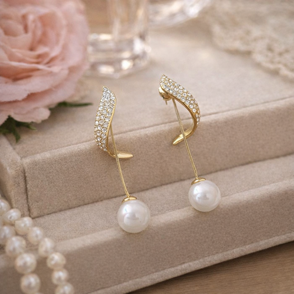 geometric rhinestone pearl long tassel drop earrings geometric rhinestone pearl long tassel drop earrings