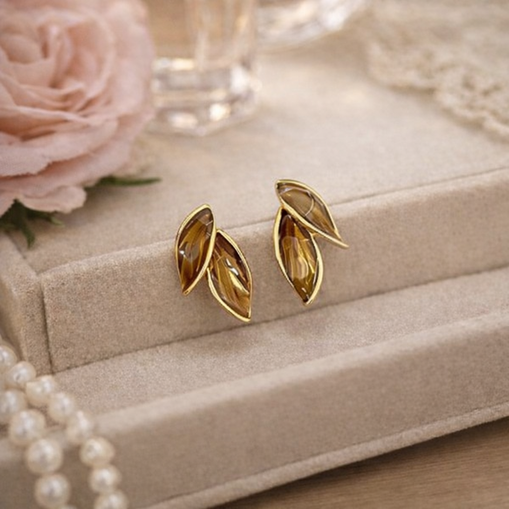 korean silver needle leaf stud earrings korean silver needle leaf stud earrings
