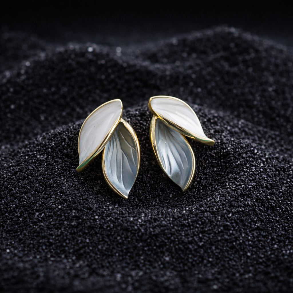 korean silver needle leaf stud earrings korean silver needle leaf stud earrings