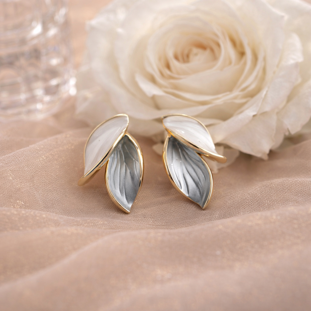 korean silver needle leaf stud earrings korean silver needle leaf stud earrings