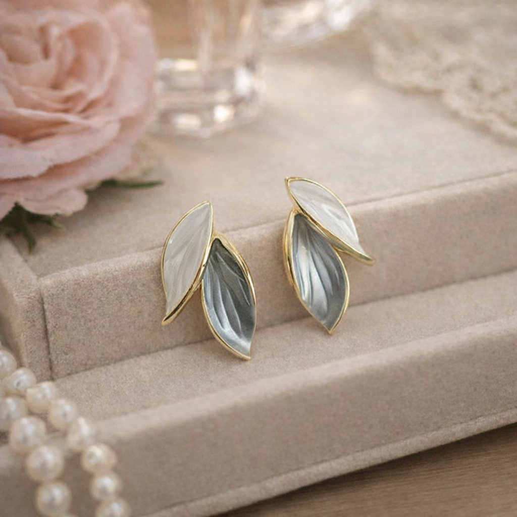 korean silver needle leaf stud earrings korean silver needle leaf stud earrings
