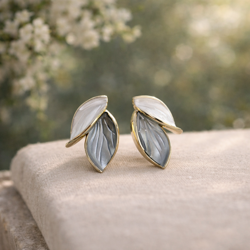 korean silver needle leaf stud earrings korean silver needle leaf stud earrings
