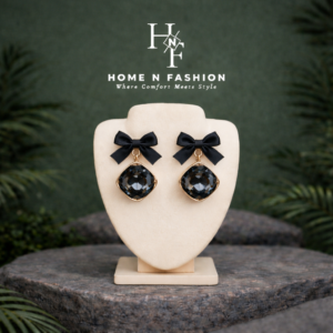 black bowknot rhinestone drop earrings