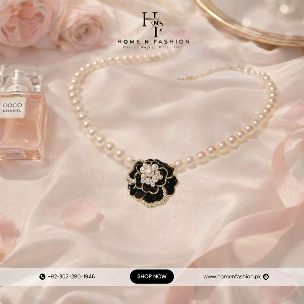 camellia flower pearl choker necklace camellia flower pearl choker necklace