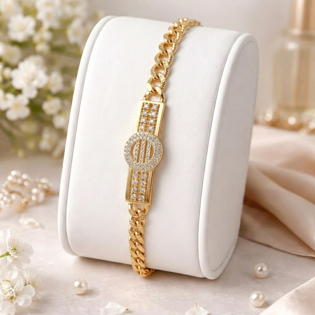 luxury gold cuban crystal bar bracelet (stainless steel) luxury gold cuban crystal bar bracelet (stainless steel)