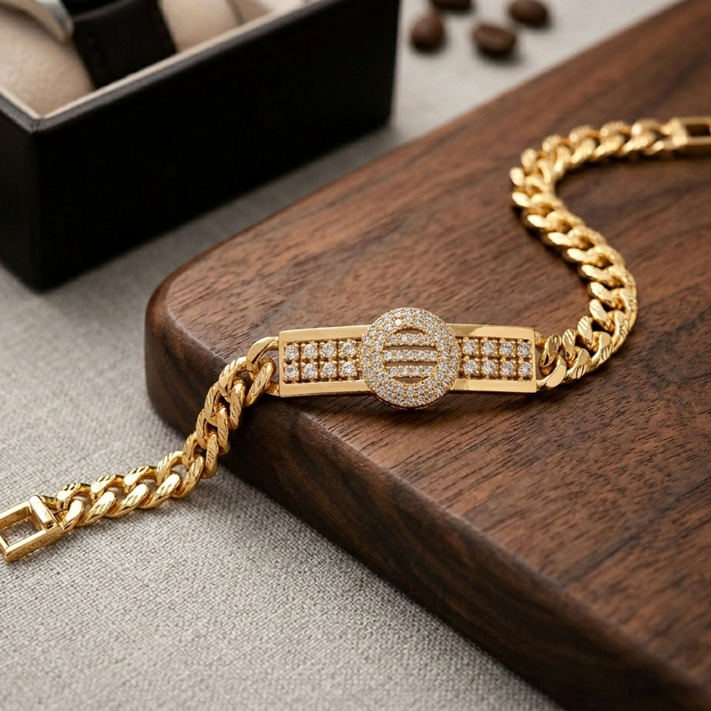 luxury gold cuban crystal bar bracelet (stainless steel) luxury gold cuban crystal bar bracelet (stainless steel)