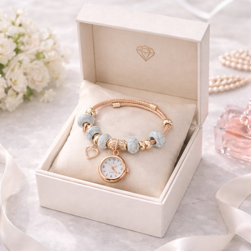 elegant marble charm bracelet watch (stainless steel) elegant marble charm bracelet watch (stainless steel)