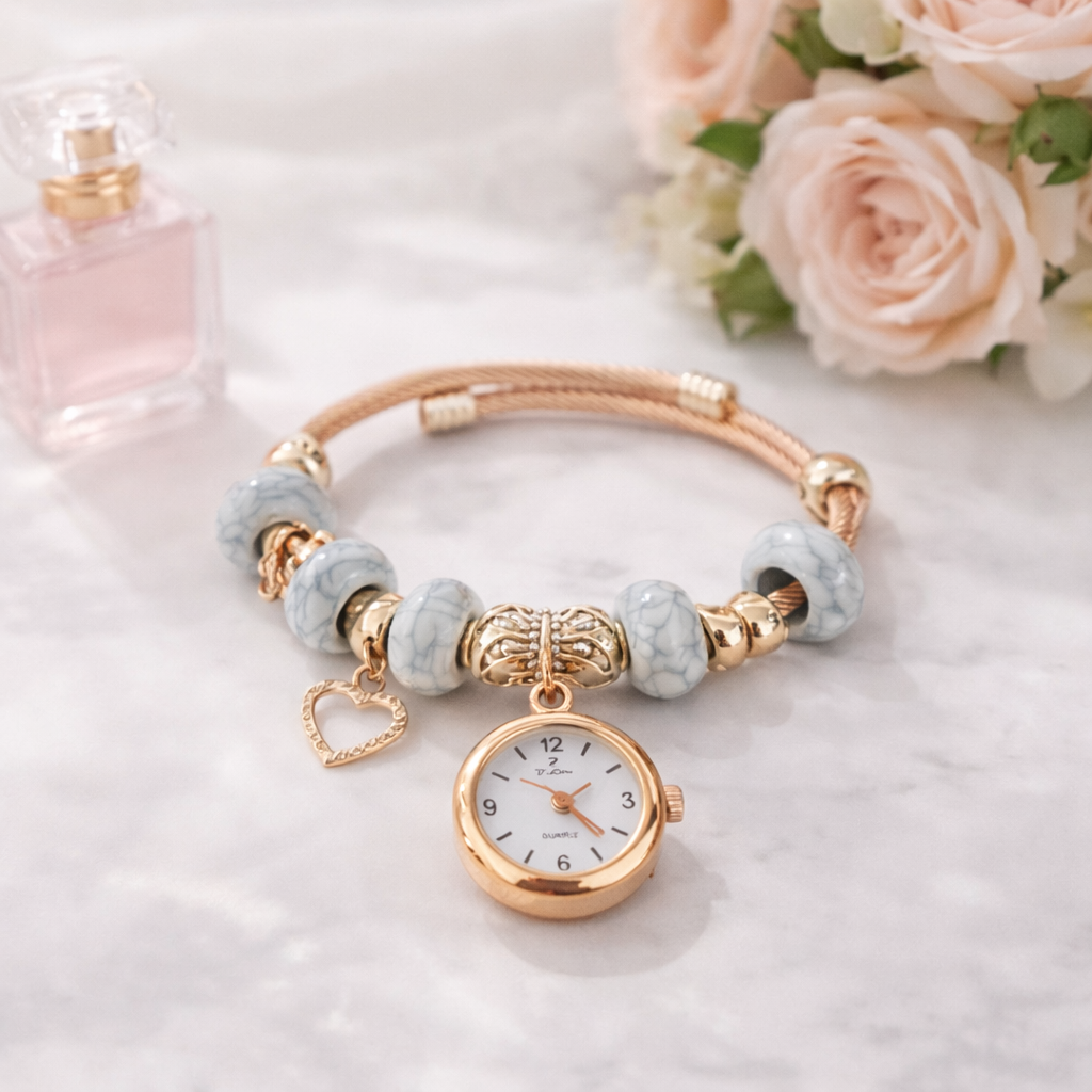 elegant marble charm bracelet watch (stainless steel) elegant marble charm bracelet watch (stainless steel)