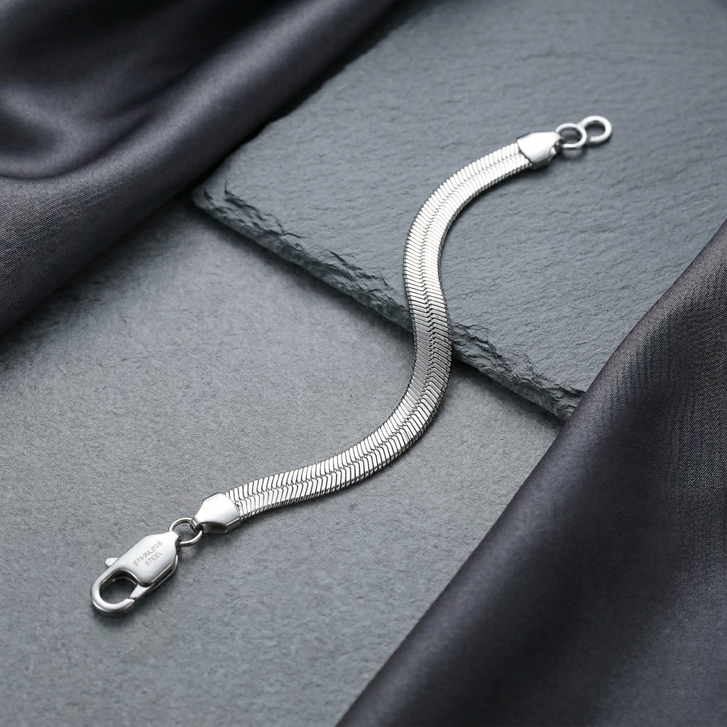 men’s stainless steel snake chain bracelet – premium silver flat link minimal bracelet for men (8 inch) men’s stainless steel snake chain bracelet – premium silver flat link minimal bracelet for men (8 inch)