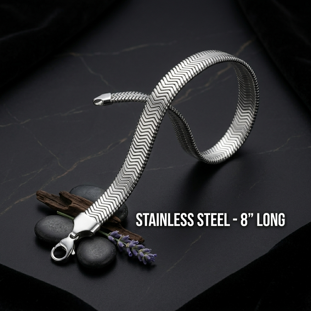 men’s stainless steel snake chain bracelet – premium silver flat link minimal bracelet for men (8 inch) men’s stainless steel snake chain bracelet – premium silver flat link minimal bracelet for men (8 inch)
