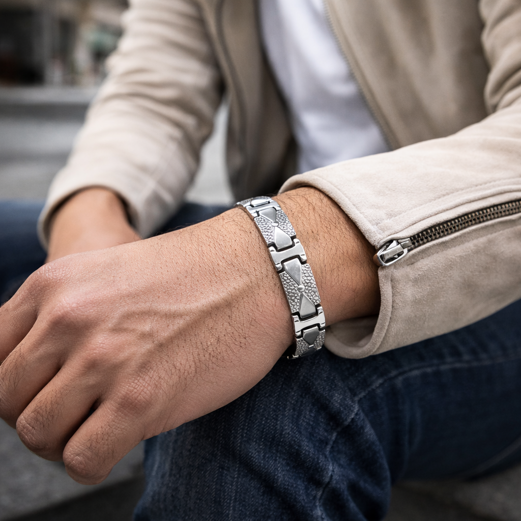 men’s stainless steel textured link bracelet – premium silver geometric chain bracelet for men men’s stainless steel textured link bracelet – premium silver geometric chain bracelet for men