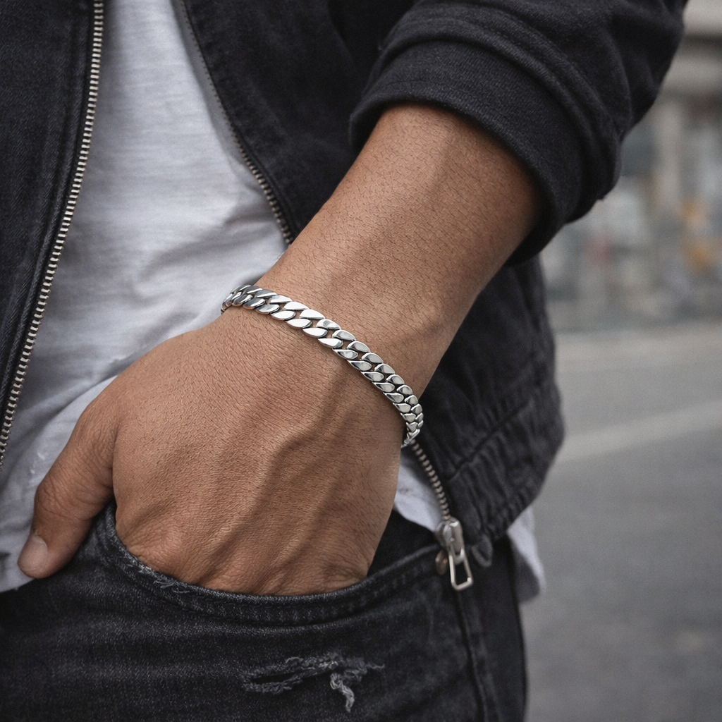 men’s stainless steel cuban link bracelet – slim silver chain bracelet for men men’s stainless steel cuban link bracelet – slim silver chain bracelet for men
