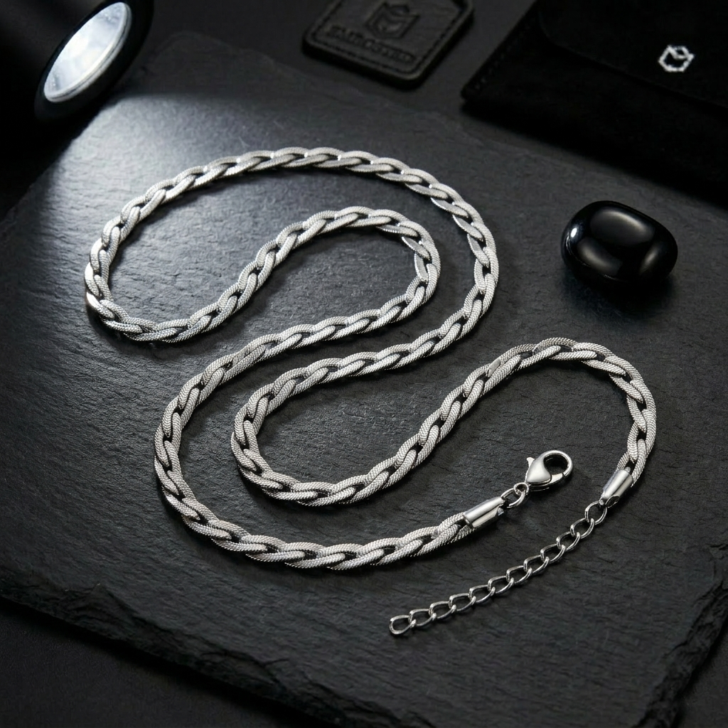 men’s black braided chain necklace – stainless steel twisted link chain for men (copy) men’s black braided chain necklace – stainless steel twisted link chain for men (copy)