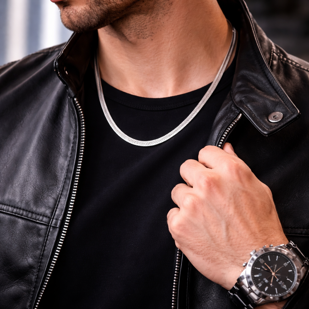 men’s stainless steel snake chain necklace – premium silver flat herringbone chain for men men’s stainless steel snake chain necklace – premium silver flat herringbone chain for men