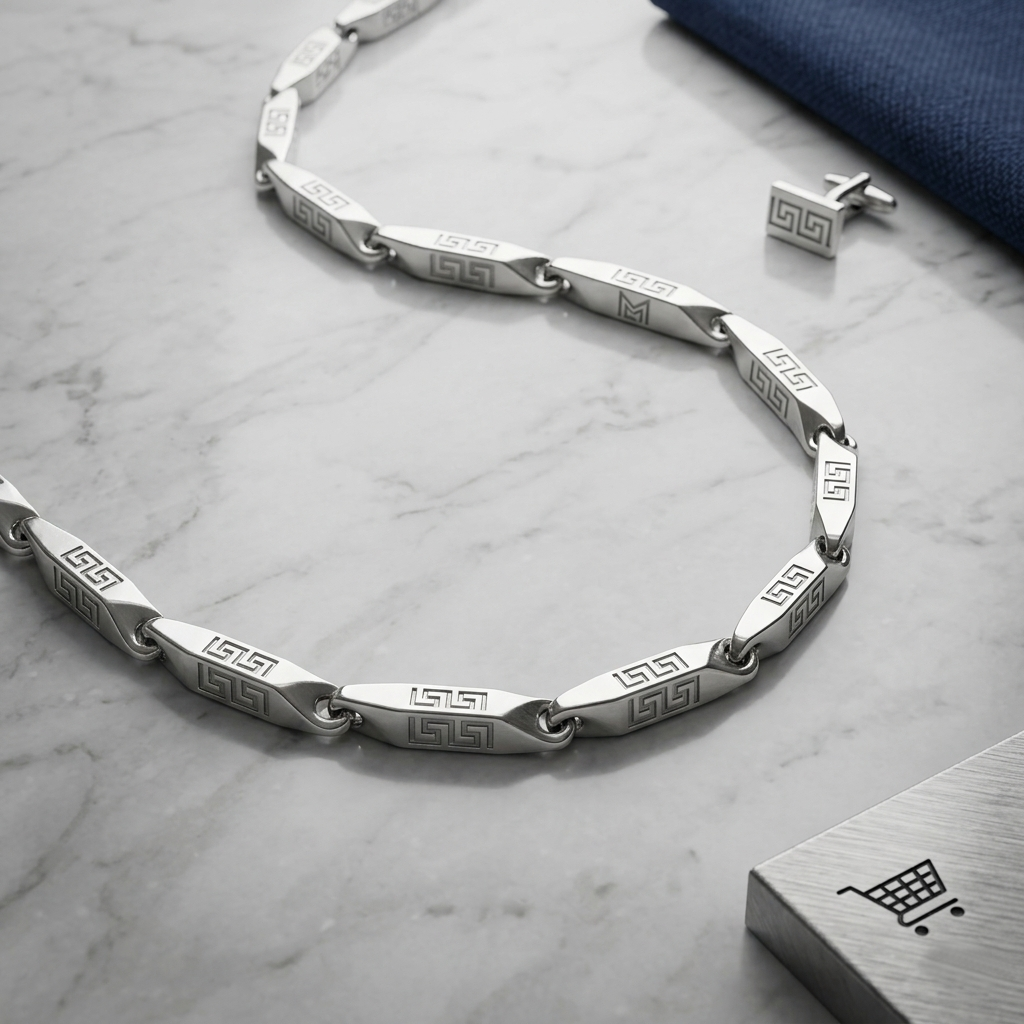 men’s stainless steel designer link chain necklace – premium silver engraved pattern chain for men men’s stainless steel designer link chain necklace – premium silver engraved pattern chain for men